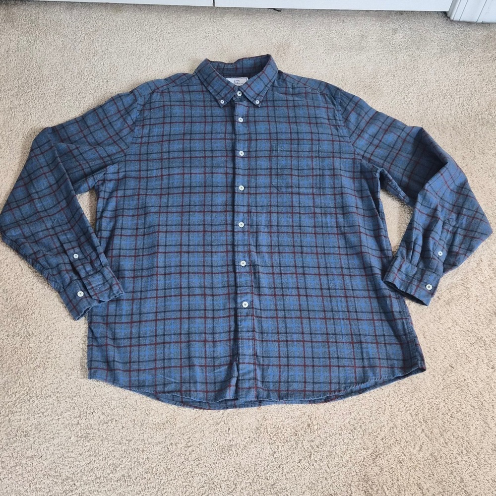 Southern Tide Mens XL Blue Plaid Flannel Button Down Shirt Classic Fit Preppy